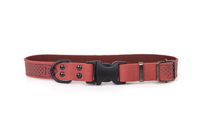 Coral Celtic Sport Quick - Release Leather Collar - Posh Puppy Boutique