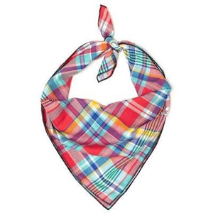 Coral Multi Plaid Bandana - Posh Puppy Boutique