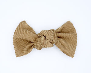 Corduroy Hair Bow - Caramel - Posh Puppy Boutique