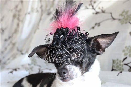 Couture Black Modern Flower and Beads Hat