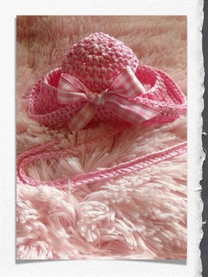 Couture Knit Hat - Pink Gingham Bonnet - Posh Puppy Boutique