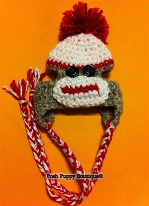 Couture Knit Hat - Sock Monkey Red - Posh Puppy Boutique