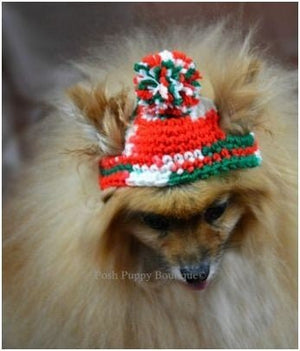 Crochet Striped Beanie Hat - Christmas Spirit - Posh Puppy Boutique