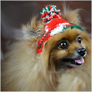 Crochet Striped Beanie Hat - Christmas Spirit - Posh Puppy Boutique