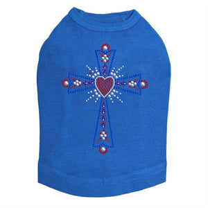 Cross Red, White, Blue Rhinestuds Tank - Many Colors - Posh Puppy Boutique