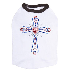 Cross Red, White, Blue Rhinestuds Tank - Many Colors - Posh Puppy Boutique