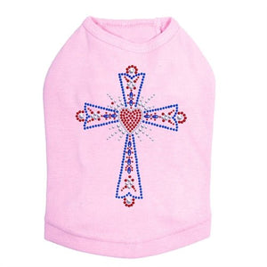 Cross Red, White, Blue Rhinestuds Tank - Many Colors - Posh Puppy Boutique