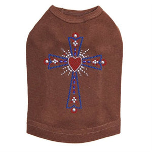 Cross Red, White, Blue Rhinestuds Tank - Many Colors - Posh Puppy Boutique