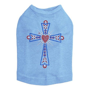 Cross Red, White, Blue Rhinestuds Tank - Many Colors - Posh Puppy Boutique