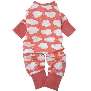 CuddlePup Dog Pajamas - Fluffy Clouds in Coral - Posh Puppy Boutique