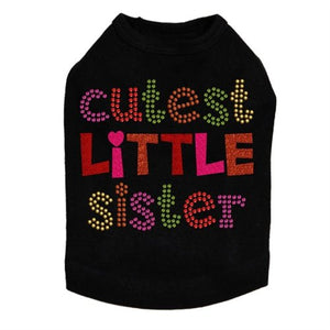 Cutest Little Sister Rhinestone Dog Tank - Many Colors - Posh Puppy Boutique