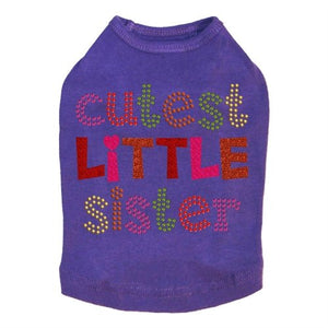 Cutest Little Sister Rhinestone Dog Tank - Many Colors - Posh Puppy Boutique