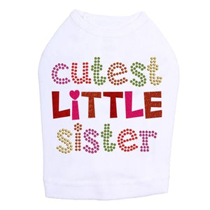 Cutest Little Sister Rhinestone Dog Tank - Many Colors - Posh Puppy Boutique