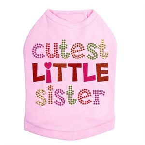 Cutest Little Sister Rhinestone Dog Tank - Many Colors - Posh Puppy Boutique