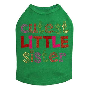 Cutest Little Sister Rhinestone Dog Tank - Many Colors - Posh Puppy Boutique