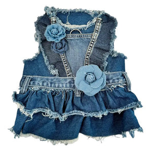 Denim Rose Harness Dress - Posh Puppy Boutique