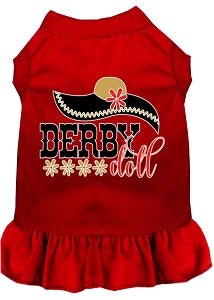 Derby Doll Screen Print Dog Dress in Many Colors - Posh Puppy Boutique