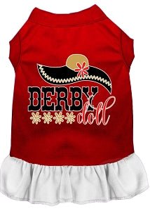 Derby Doll Screen Print Dog Dress in Many Colors - Posh Puppy Boutique