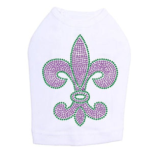 Fleur de Lis Purple & Green Rhinestones Tank - Many Colors - Posh Puppy Boutique