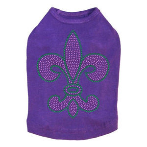 Fleur de Lis Purple & Green Rhinestones Tank - Many Colors - Posh Puppy Boutique