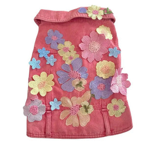 Flower Girl Denim Vets - Posh Puppy Boutique