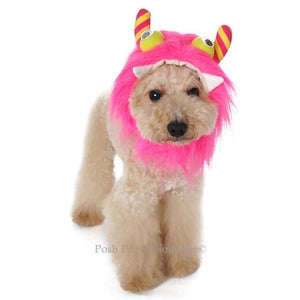 Furry Monster Hat - Pink - Posh Puppy Boutique