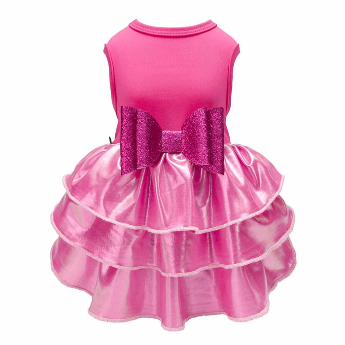 Glossy Pink Tiered Birthday Dress