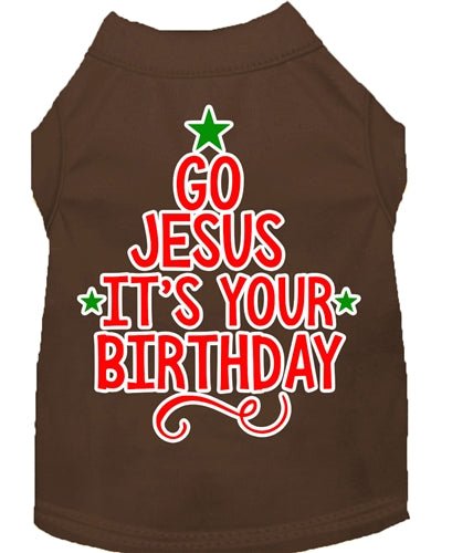 Go Jesus Screen Print Dog Shirt in Brown