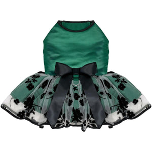 Green and Black Satin Dog Dress