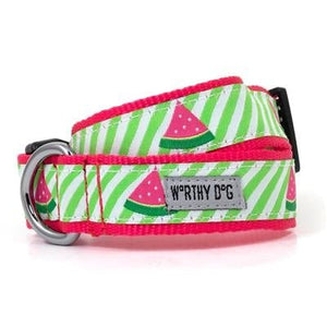 Green Stripe Watermelon Collar and Lead Collection - Posh Puppy Boutique