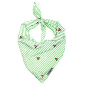 Green Stripe Watermelon Tie Bandana - Posh Puppy Boutique