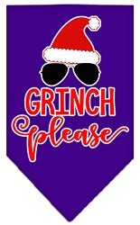 Grinch Please Screen Print Dog Bandana in Many Colors - Posh Puppy Boutique