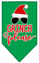 Grinch Please Screen Print Dog Bandana in Many Colors - Posh Puppy Boutique