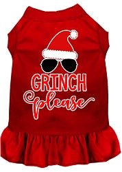 Grinch Please Screen Print Dog Dress in Many Colors - Posh Puppy Boutique