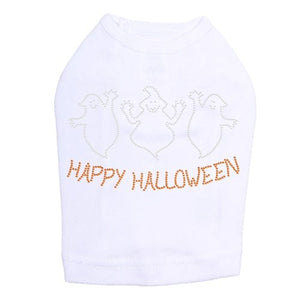 Happy Halloween Ghost Rhinestones Tank Top - Many Colors - Posh Puppy Boutique