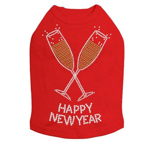 Happy New Year Champagne Glasses Rhinestones Tank - Many Colors - Posh Puppy Boutique