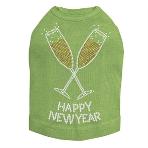 Happy New Year Champagne Glasses Rhinestones Tank - Many Colors - Posh Puppy Boutique