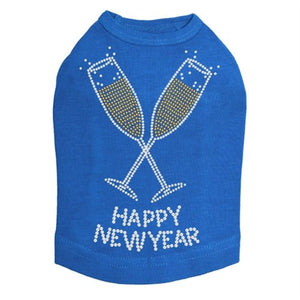 Happy New Year Champagne Glasses Rhinestones Tank - Many Colors - Posh Puppy Boutique