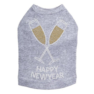 Happy New Year Champagne Glasses Rhinestones Tank - Many Colors - Posh Puppy Boutique