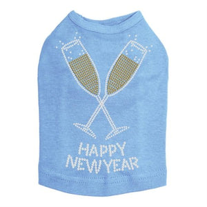 Happy New Year Champagne Glasses Rhinestones Tank - Many Colors - Posh Puppy Boutique