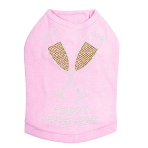 Happy New Year Champagne Glasses Rhinestones Tank - Many Colors - Posh Puppy Boutique