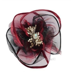 Harper Burgundy Collar Flower Slider - Posh Puppy Boutique