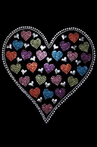 Heart with Multicolor Rhinestud Hearts Bandana- Many Colors