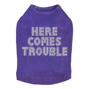 Here Comes Trouble Rhinestone Tank - Many Colors - Posh Puppy Boutique