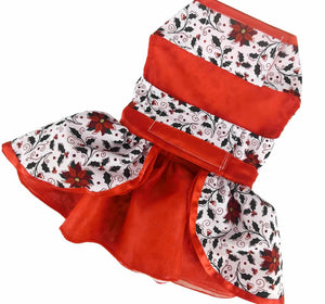 Holly Holiday Dog Harness Dress with Matching Leash - Posh Puppy Boutique