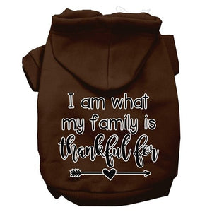 I Am What My Family is Thankful For Screen Print Dog Hoodie in Many Colors - Posh Puppy Boutique