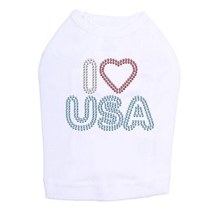 I Love USA #2 Rhinestone Tank - Many Colors - Posh Puppy Boutique