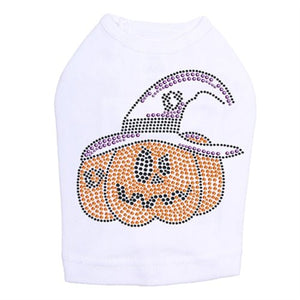 Jack O'Lantern with Hat Rhinestone Tank Top - Many Colors - Posh Puppy Boutique