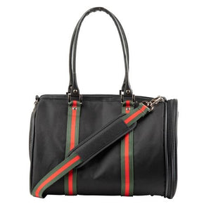 JL Duffel - Black with Stripe - Posh Puppy Boutique