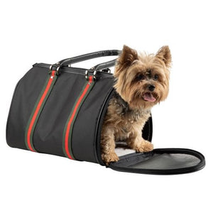 JL Duffel - Black with Stripe - Posh Puppy Boutique